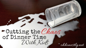 Dinner time with kids can be chaotic. Spilled drinks, complaining, no one in their seat. But it doesn't have to be a total wash. Here's how one family makes it less chaotic so that they can enjoy their time together. Includes a free Conversation Starters printable.